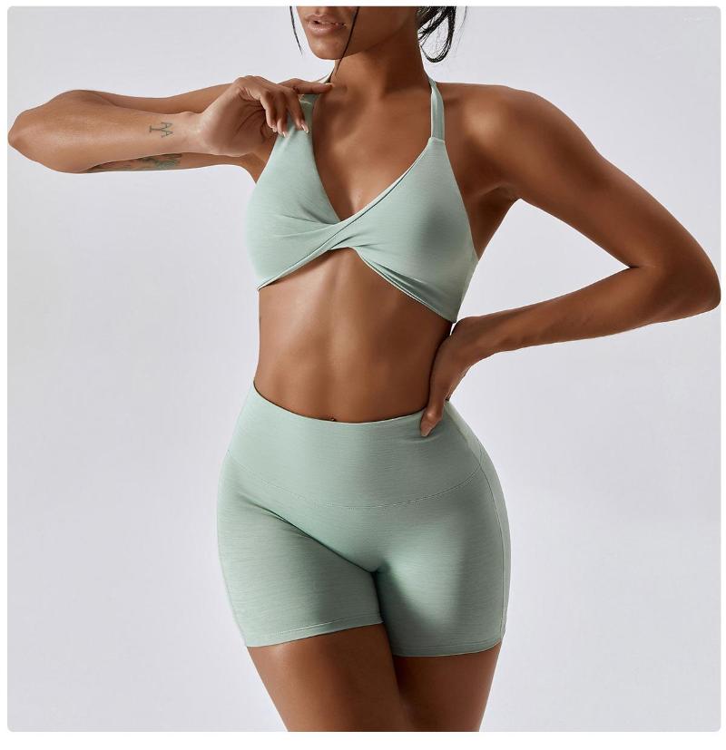 

Active Sets CUTIES 2 Pieces Wrap Front Yoga Set Sports Bra Leggings Gym Fitness Outfits Sexy Short Workout Suits 2023 Tracksuit, Blue short set