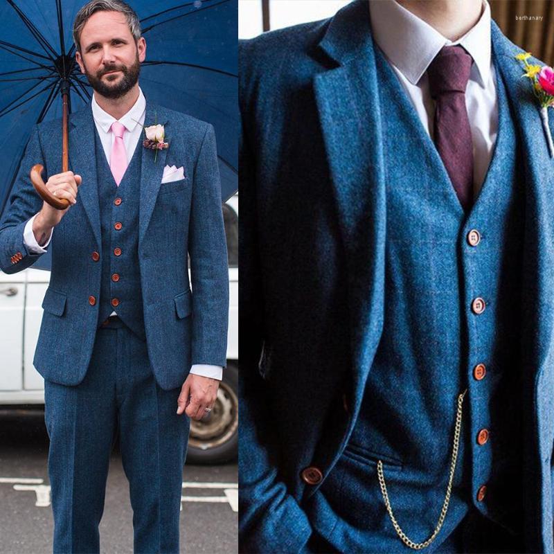 

Men's Suits Three-pieces Business Casual Men Custom Made Woolen Single Breated Party Suit, Grey