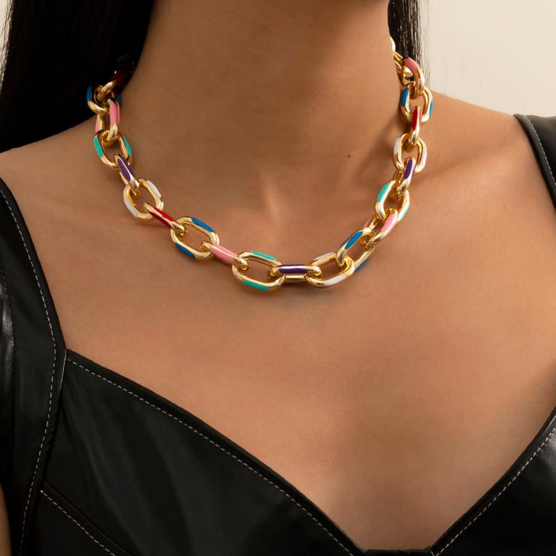 

Choker Chokers Punk Chunky Thick Chain Necklace For Women Men Fashion Goth Gothic Colorful Clavicle Jewelry AccessoriesChokers