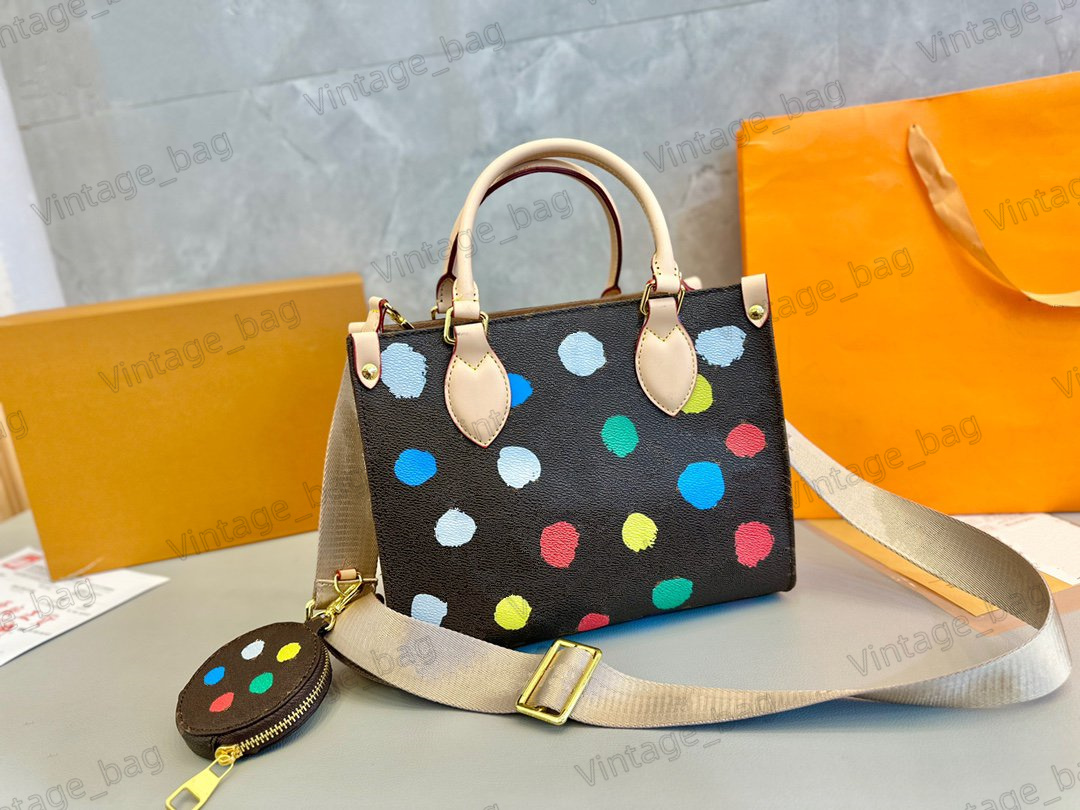 

Onthego PM MM Totes YK Handle Bag Monograms Canvas Shoulder Bags Ladies Crossbody Bag Luxurys Messenger Bag 3D Dots with a Removable Coin Purse M46380 M46379