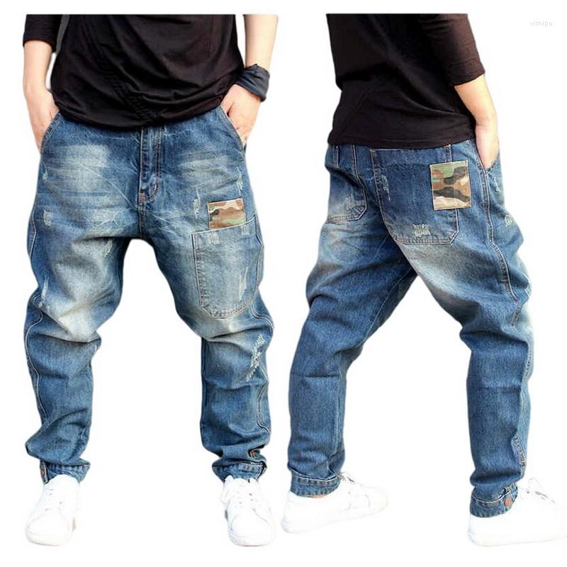 

Men's Jeans Cross-Pants Street Style Denim Loose Harem Pants Men's Feet Hip-Hop Skateboard Men Size 28-40, Blue
