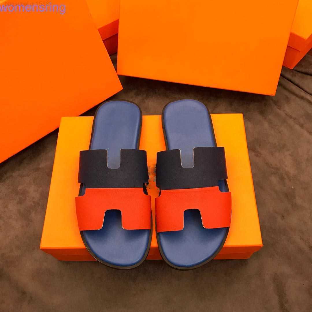 

Fashion Paris Slides Designer Men Slipper Heritage Calfskin Sandals High Quality Izmir Flip Flop Man Large Size Mule38-45