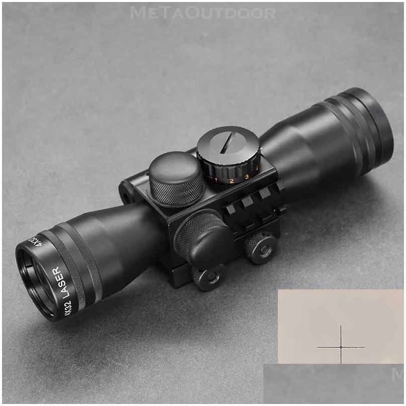 

Scopes Tactical 4X32 Rifle Scope With Red Laser Sithg Weaver Picatinny Rail Base Mount Extra Long Exit Pupil Distance For Hunting Sho Dhvct, As show
