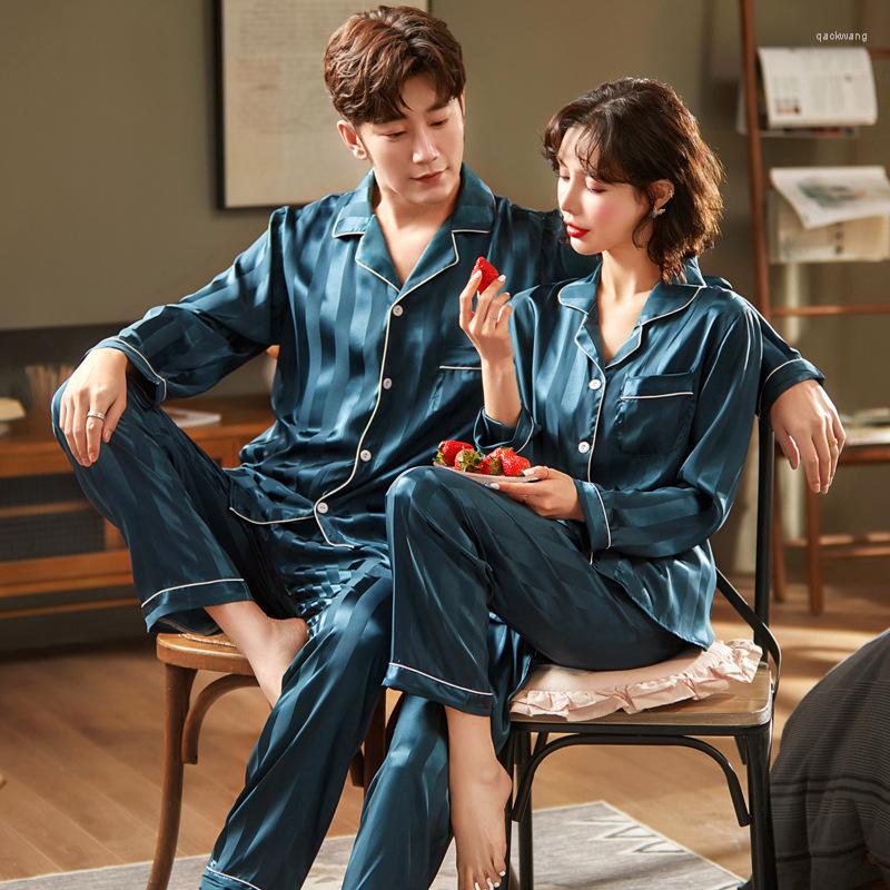 

Women's Sleepwear 2023 Couple Pajamas Women Summer Ice Silk Men's Thin Two Piece Suit Long Sleeve Spring And Autumn Home Clothes Net Red, 14