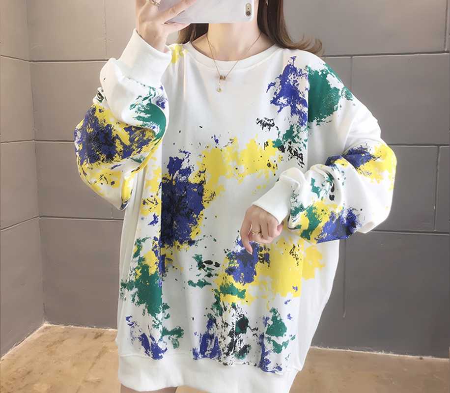 

Women's Hoodies & Sweatshirts Long Sleeve Women Harajuku Tie-dye Design Chic Ladies Top Tees All-Match Korean Trendy Teens Streetwear, Black