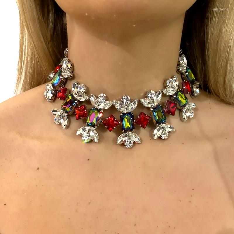 

Chains Creative Unique Colorful Crystal Candy Shape Necklace Ladies Party Ball Exquisite Sparkling Zircon Choker Jewelry Accessories