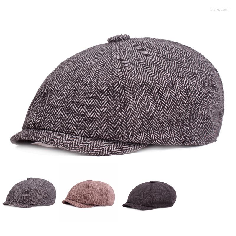 

Berets Men Octagonal Hats British Painters Retro Sboy Caps Herringbone Flat Hip Hop Gorrasbonnet Luxe, 01