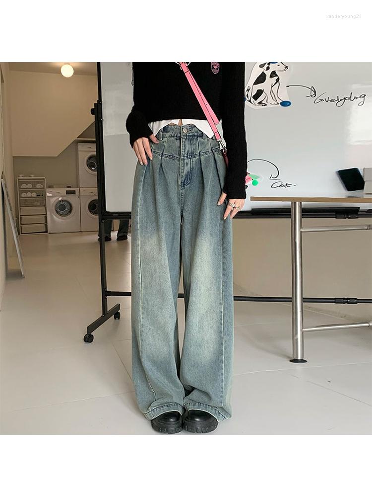 

Women' Jeans Fashion Harajuku Wide Leg For Women All-Match Loose Casual Wash Denim Pants Baggy High Street Long Trousers 2023 Spring, Blue
