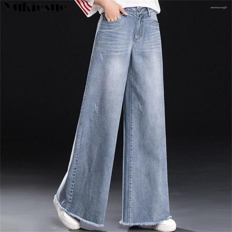 

Women's Jeans Spring 2023 Womens Fashion High Waist Women's Wide Leg Baggy Woman Denim Capris Straight Pants Jean Mom Trousers, Blue