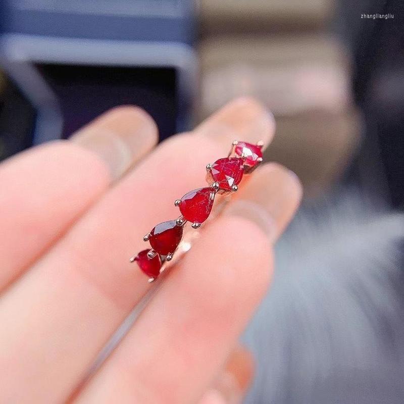 

Cluster Rings Natural Pigeon Blood Ruby Ring 3mm 4mm 925 Silver Jewelry Original