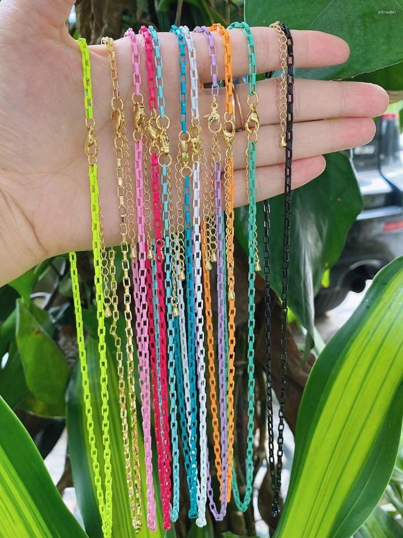 

Pendant Necklaces 10Pcs 2023 Gold Plated Chains Short Choker Necklace For Women Jewelry Wholesale Summer Colors Enamel Collar Designs