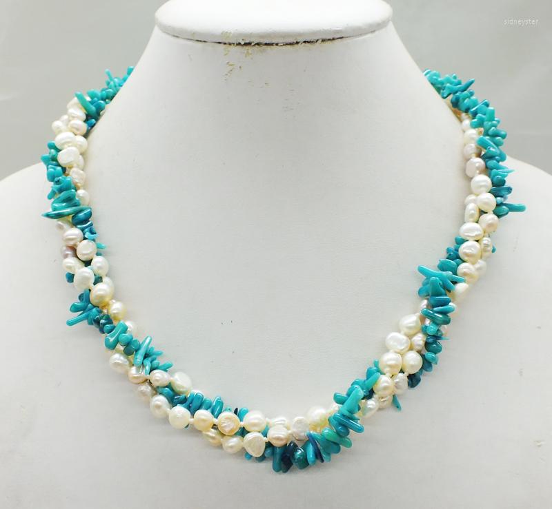 

Choker !! 3 Shares Classic Freshwater Baroque Pearl Green Coral Very Necklace (48cm)