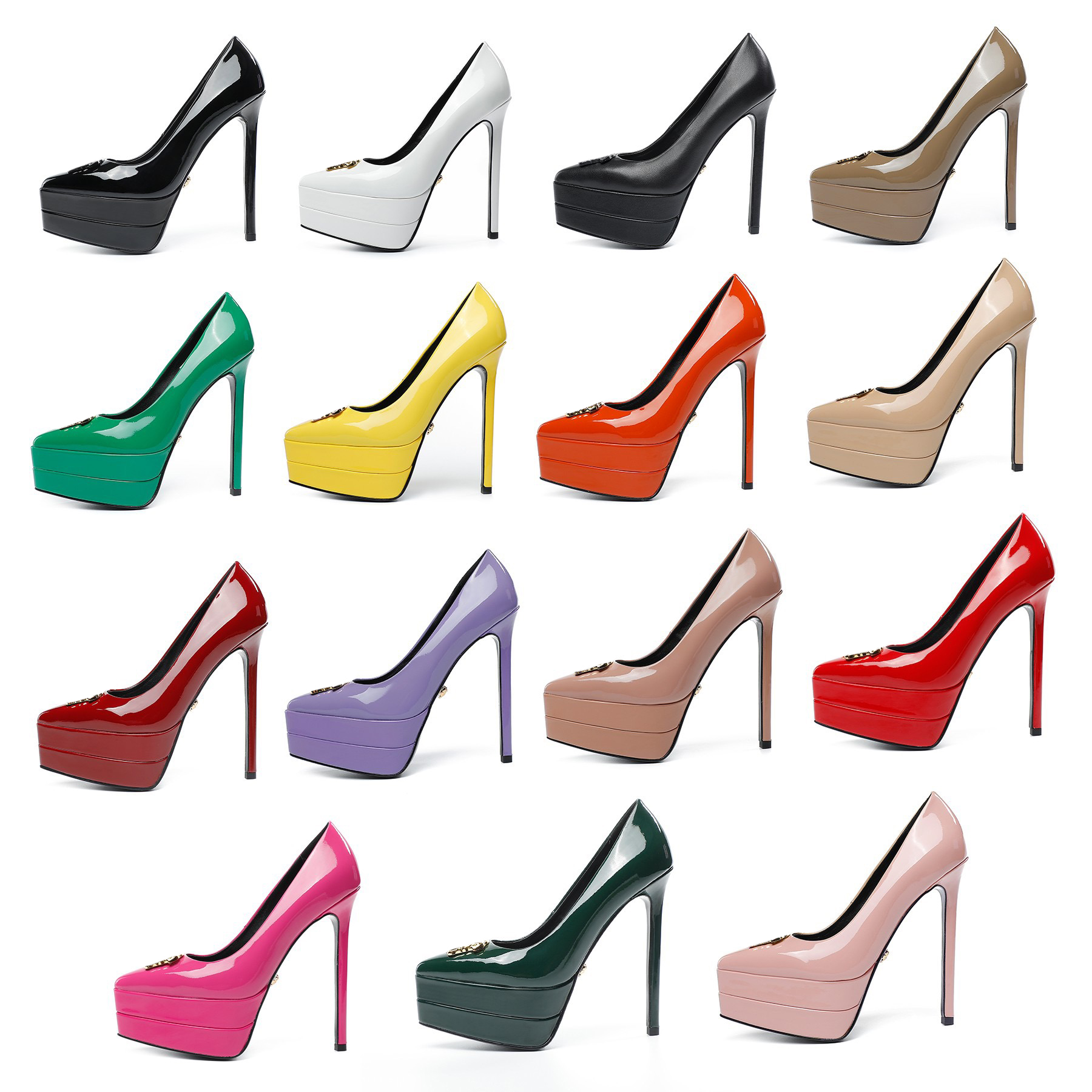 

Women High Heel Shoes Toe Sexy Sandals 12cm 14cm Thin Heels Red Shiny Bottoms Nude Black Patent Leather Big Size Wedding Shoes 35-45 with Box and Dust Bag