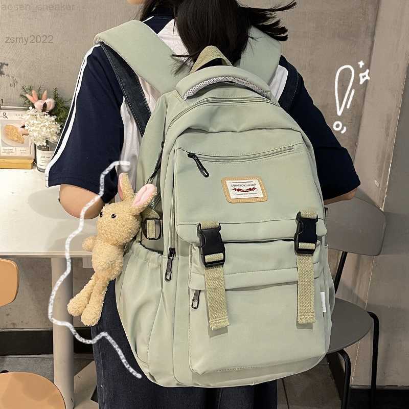 

2021 New Waterproof Nylon Women Backpack Korean Japanese Fashion Female Students Schoolbag Multilayer Simple Sense Travel bag, Black only backpack