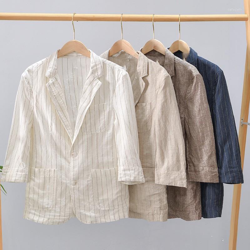 

Men's Jackets Spring Men Cotton Linen Suit Wedding Coat With Pockets Breathable Single-Breasted Jacket Long Sleeve Business Outerwear, Khaki
