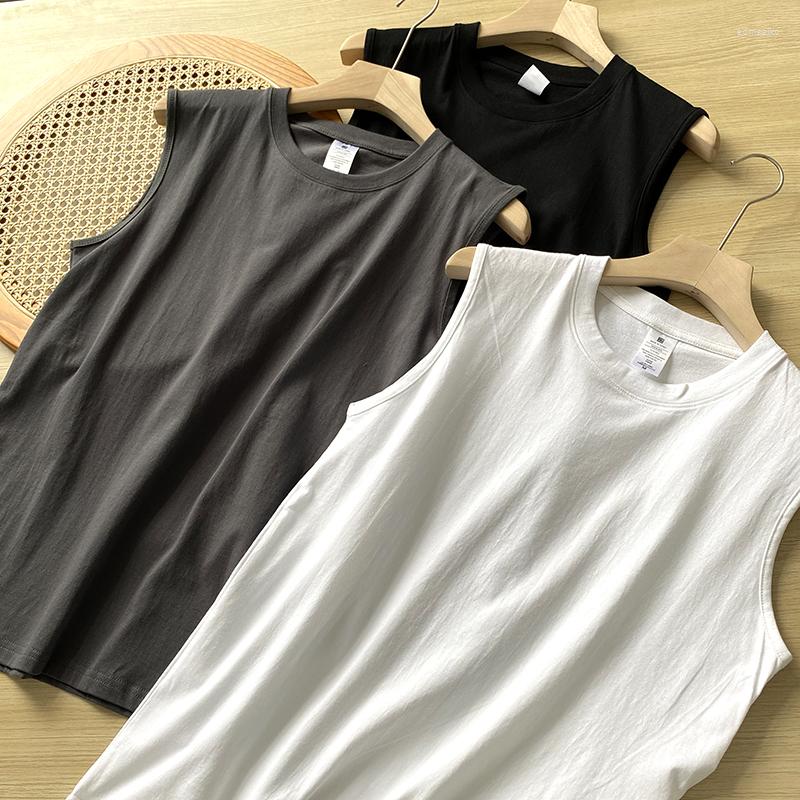 

Men's Tank Tops Water Washed Cotton Summer Men's Loose Skin-friendly Sports Casual Pure Color Simple Sweat Vest, Black