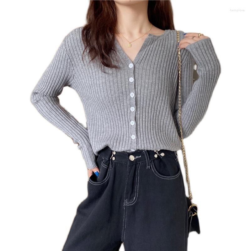 

Women's Knits Sweater Women 2023 Korean Style Personality Short Long Sleeves Breasted Solid Color Knit Cardigan Top Coat Sweaters, Black