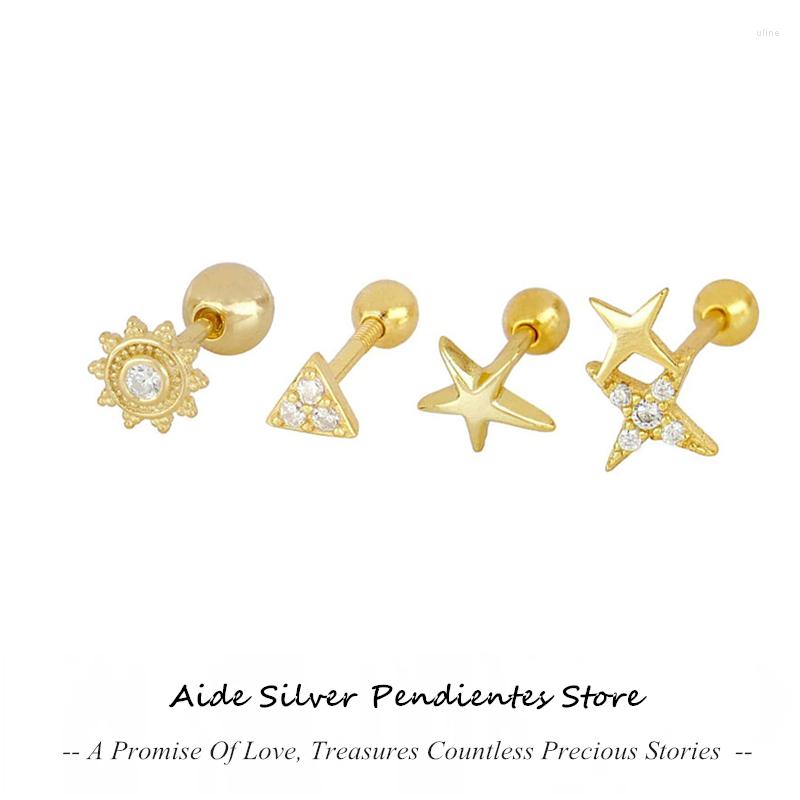 

Stud Earrings AIDE 2023 Fashion INS S925 Sterling Silver Geometric Cartilage Piercing 1 Piece For Women Mini Gold Color Earring
