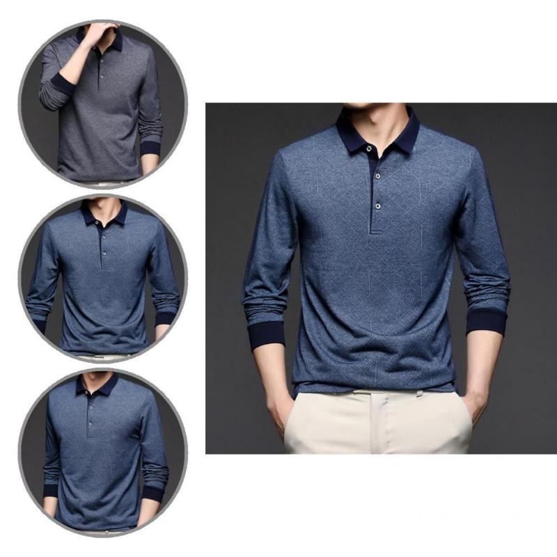 

Men's Casual Shirts Portable Excellent Color Block Top Simple Shirt Long Sleeve For Travel, Blue