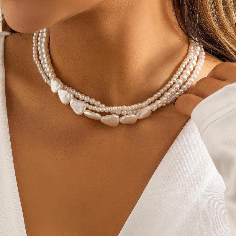 

Chains Pearl Elegant Necklaces Vintage Multilayer Chokers Necklace For Women Gold Color Bead Fashion Wedding Jewelry Gift