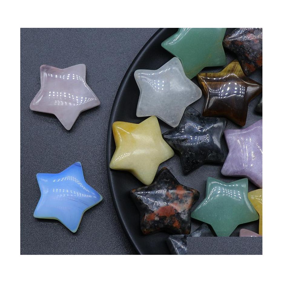 

Stone 30Mm Natural Crystal Star Pentagram Colorfl Mascot Meditation Chakra Reiki Healing Gemstones Polished Gift Use Collection And Dh34D