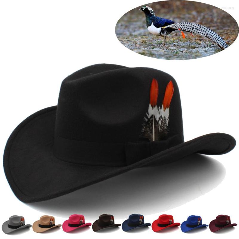 

Berets 3 Sizes Parent-child Men Women Kids Western Cowboy Hats Wide Brim Panama Sunhats Feather Band Fedora Caps Trilby Sombrero Travel, Rose red