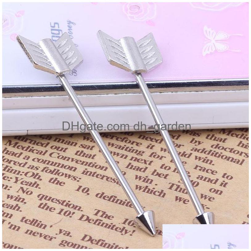 

Plugs Tunnels Sier Arrow Love Stud Earings 16G 38Mm Long Industrial Barbell Stainless Steel Body Ear Piercing Jewelry Drop Dhgarden Dhpux