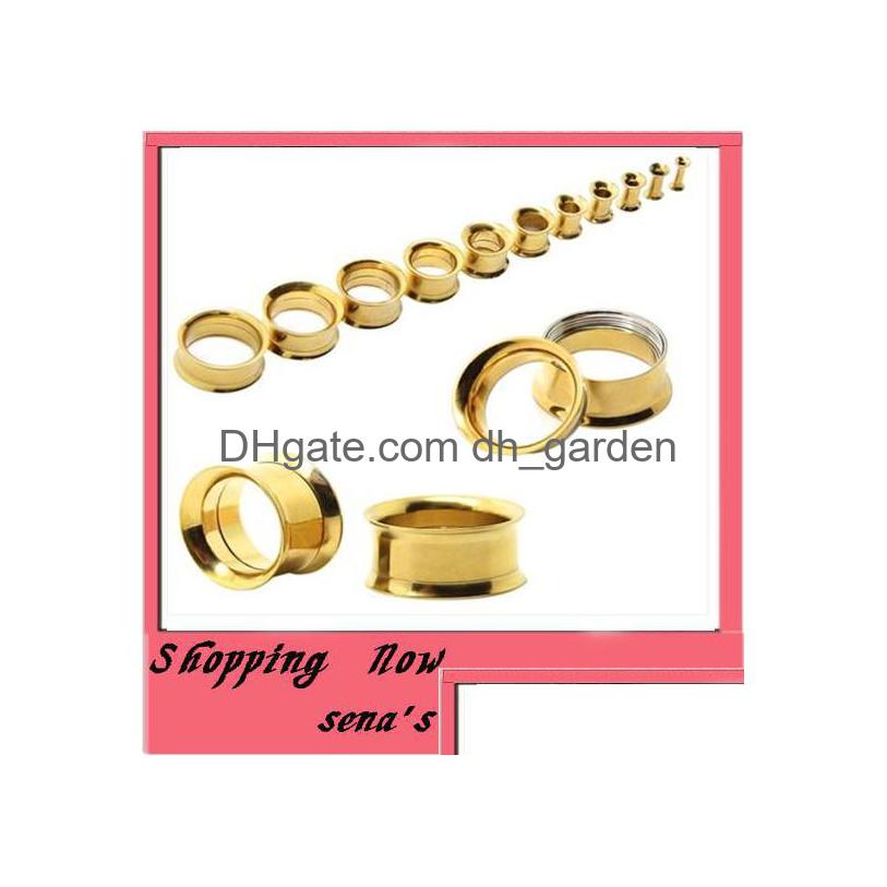 

Plugs Tunnels Mix 520Mm 36Pcs Stainless Steel Gold Flesh Ear Tunnel Body Jewelry Double Flare Internally Threaded Plug Pie Dhgarden Dhpiw