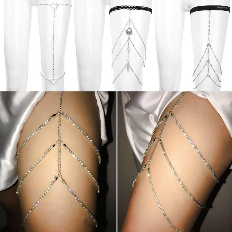 

Anklets Fashion Multilayer Rhinestones Beach Jewelry Leg Ring Body Chain Sexy Accessories Thigh