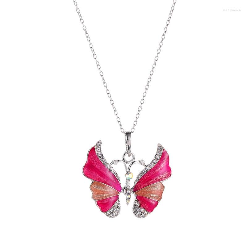 

Chains Big Butterfly Pendant Necklace Rhinestone Chain For Women Bling Tennis Crystal Choker Party Jewelry