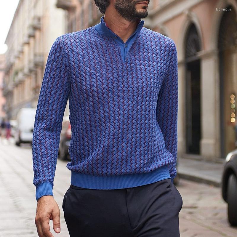 

Men's Sweaters 2023 Winter Men's Long Sleeve Sweater Woolen Top Casual Fashion Polo, Blue