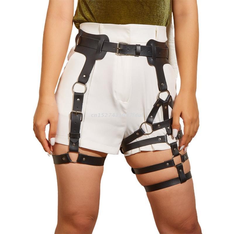 

Suspenders Waist Garter Belt Punk Sexy Body Chain Harness Leather Sword Thigh 230217