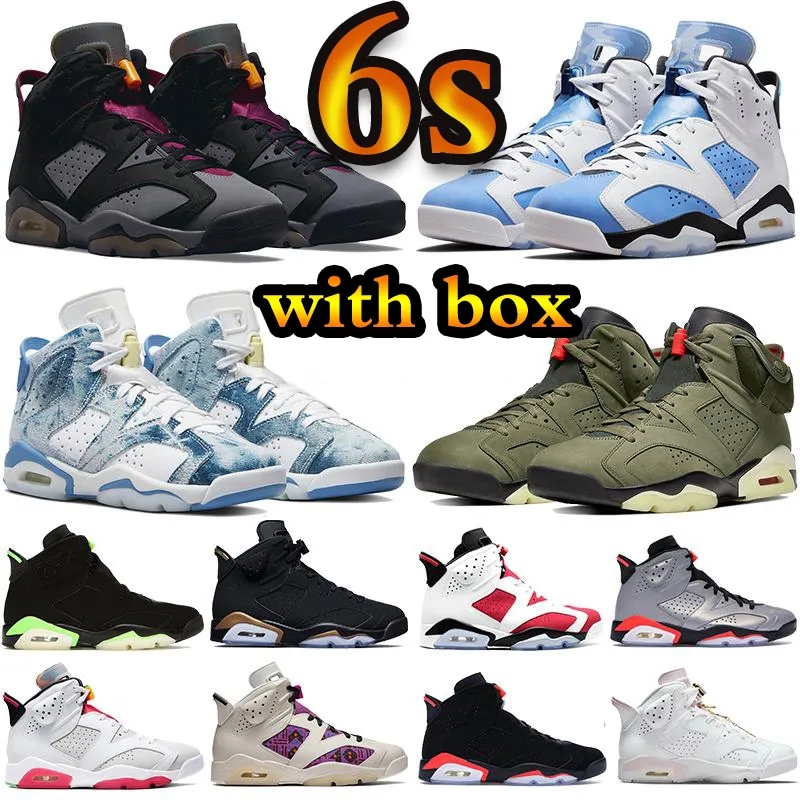 

2023 New Jumpman 6s Basketball Shoes 6 Red Oreo UNC Home Tiffany Blue Bordeaux Defining Red Moments Electric Green Hare Infrared Carmine Gold Hoop Chrome Sneakers, Box