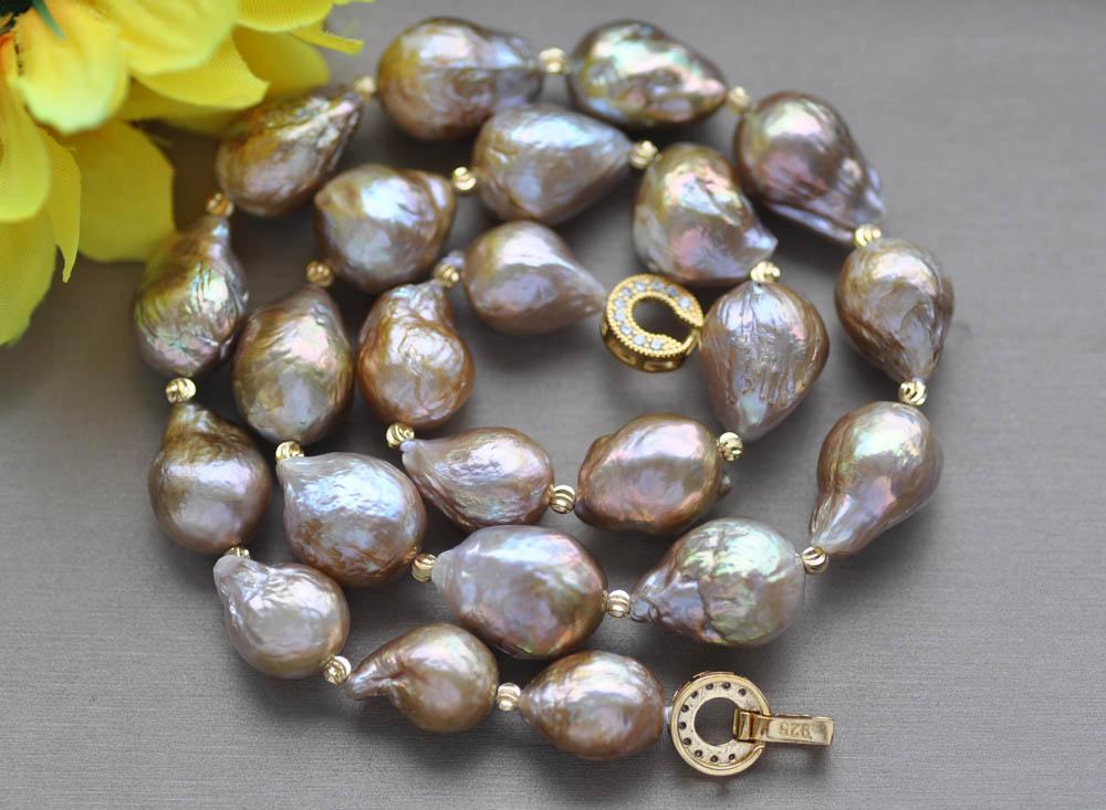 

Chains Z10111 18" 16mm Peacock-Lavender Drop Edison KESHI Pearl Necklace CZ