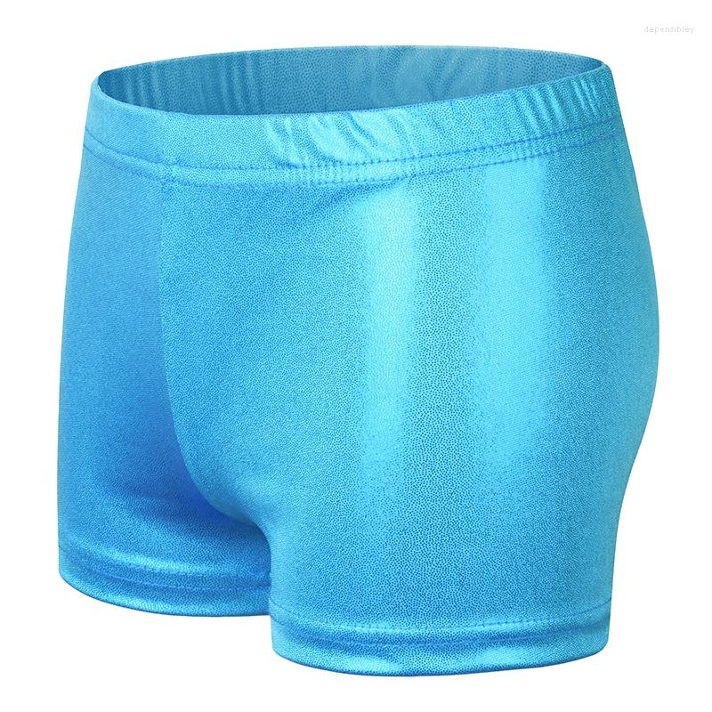 

Active Shorts Summer Yoga Sports Workout Gym Gymnastic Dancing Kids Girls Shiny Dance Bottoms Activewear Child Clothes, Blue