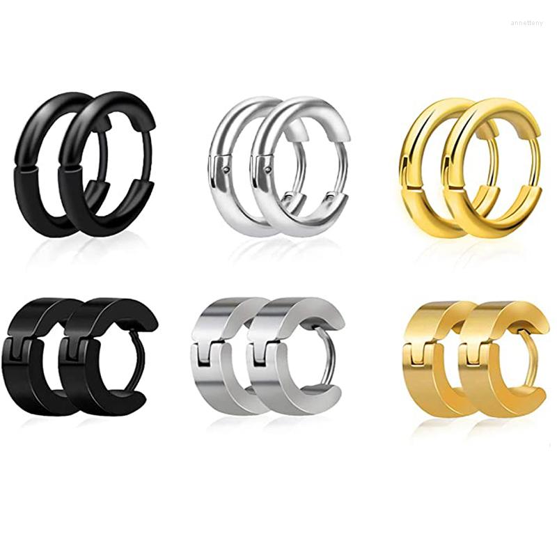 

Hoop Earrings 6 Pairs Set 316L Stainless Steel Huggie For Men And Women Punk Hip Hop Rock