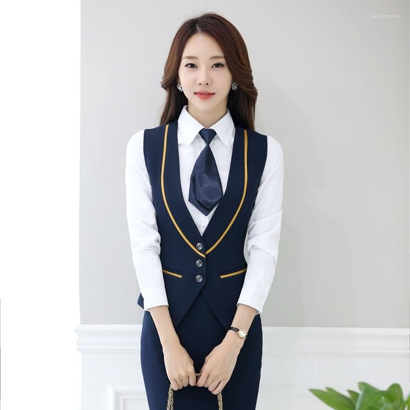 

Women' Vests Fashion Office Ladies Dark Blue Vest Women Waistcoat Elegant Female Work Wear Clothes Uniform Designs, Black