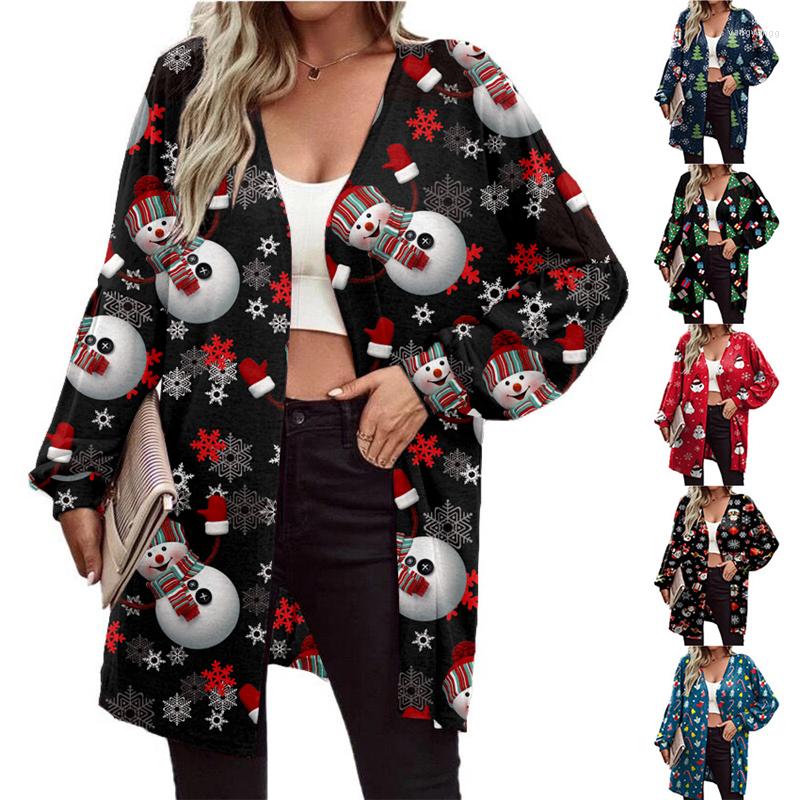 

Women' Jackets Xingqing Christmas Jacket Women Winter Clothing Cartoon Pattern V Neck Long Sleeve Tops Xmas Clothes Cardigan Coat, As photo shows