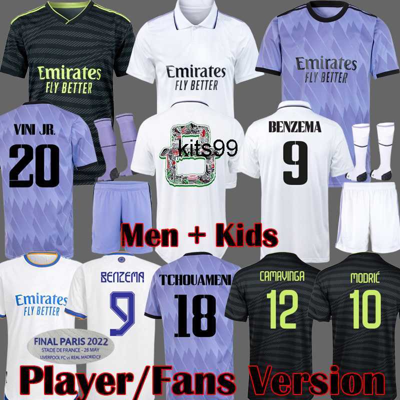 

BENZEMA jerseys 22 23 soccer reAL mADRIds finals champions 14 football shirt Player Version CAMAVINGA TCHOUAMENI MODRIC RODRGO camiseta kids, Away 2