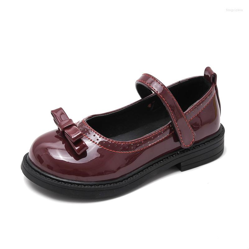 

Flat Shoes Spring PU Leather Girls For Kids Children School Black Student Dress Princess Sneakers