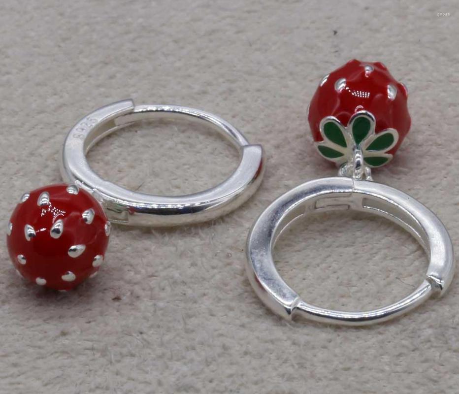 

Stud Earrings 2023 Strawberry Colorful Three Dimensional Pendant Women's 925 For Women