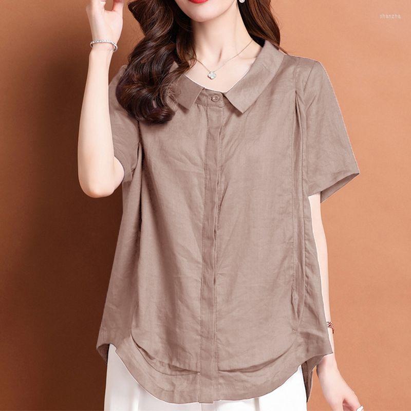 

Women's Blouses Women Solid Tops Women's Elegant Blouse Shirts Summer Short Sleeve Office Ladies Female Casual Pullovers V140, Brick-red