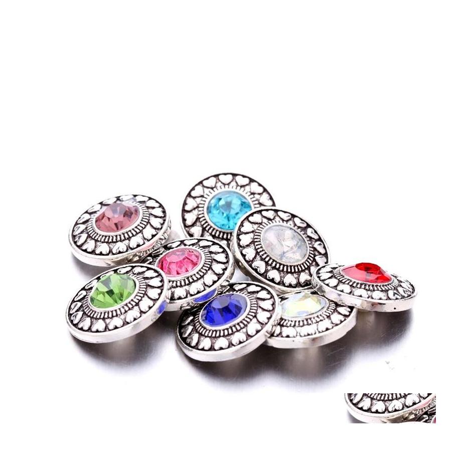 

Charms Simple Hearts Rhinestone Snap Button Women Jewelry Findings 18Mm Metal Snaps Buttons Diy Bracelet Jewellery Wholesale Drop De Dhafc