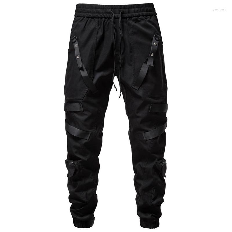 

Men's Pants Rainbowtouches Fashion Ninja Techwear Bandage Zipper Pockets Cargo Joggers Men Black Hip Hop Streetwear Trousers