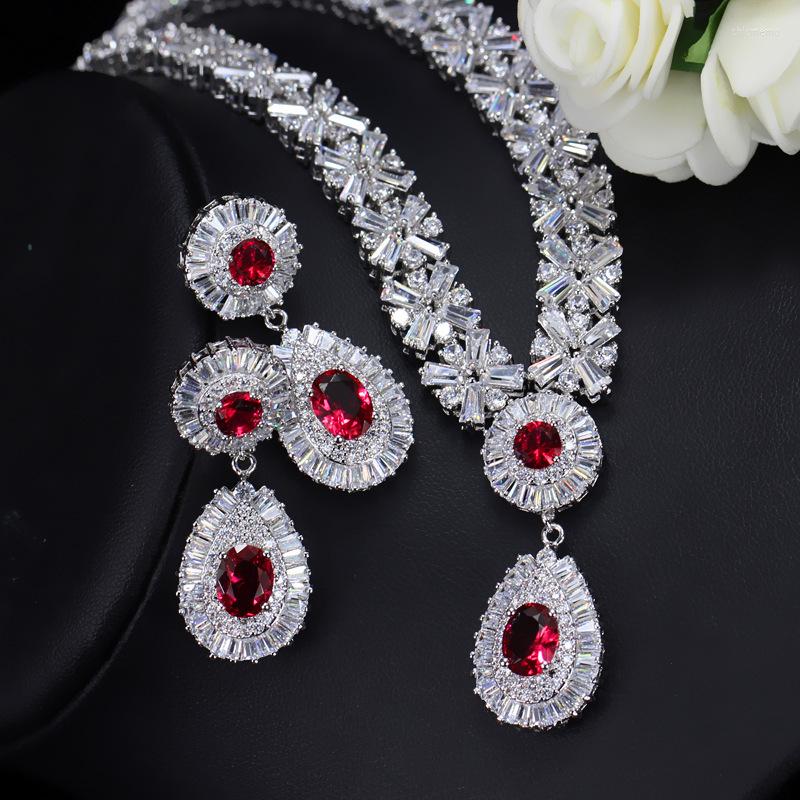 

Necklace Earrings Set Loredana Top Brand Exclusive Luxury Colorful Zircon Bridal Banquet And Hand-Inlaid Noble Elegant Suit, Picture shown