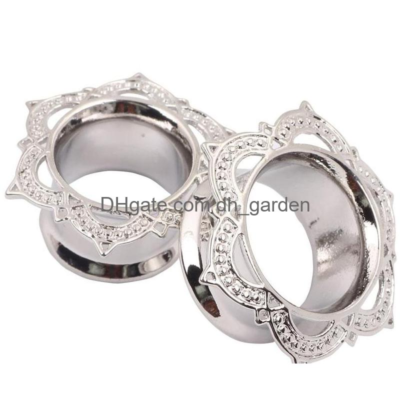 

Plugs Tunnels Lotus Petal Sier Color Ear Tunnel Wholesale 60Pcs Body Jewelry Eyelets Copper Piercing Expander Stretcher 4 Dhgarden Dhiax