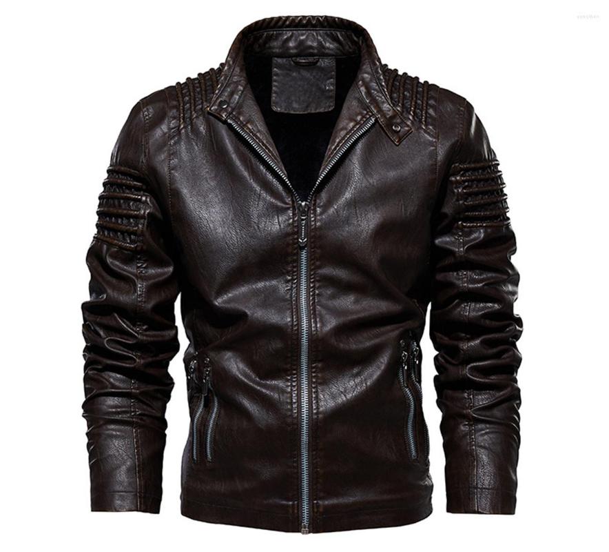 

Men's Jackets 2023 Autumn And Winter European American Fashion Simple Basic Zipper Men's Brand Motorcycle Leather Jacket, Black