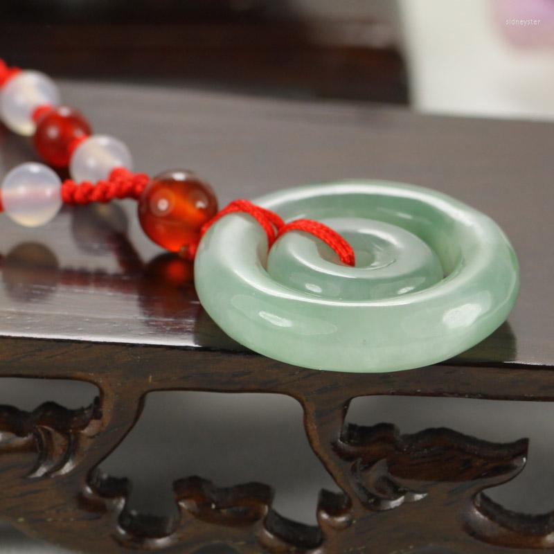 

Chains Natural Jadeite A Goods Light Green Child Peace Buckle Safe Pendant