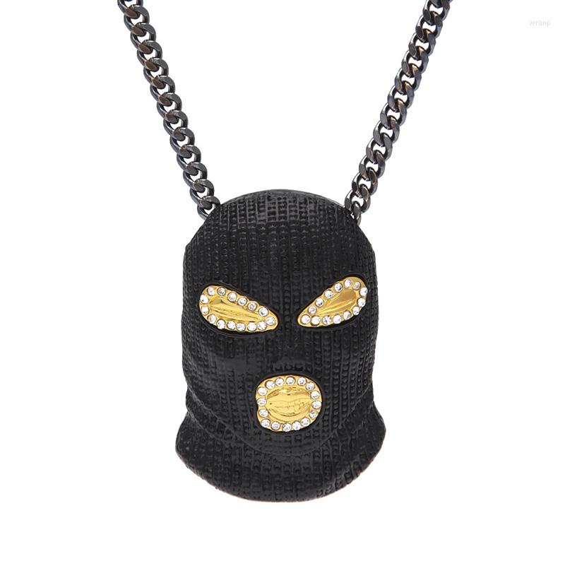 

Pendant Necklaces Hip Hop Black CSGO CS GO GoonSki Mask Pendants Necklace For Men Rapper Club Jewelry With 24inch Cuban Chain Drop