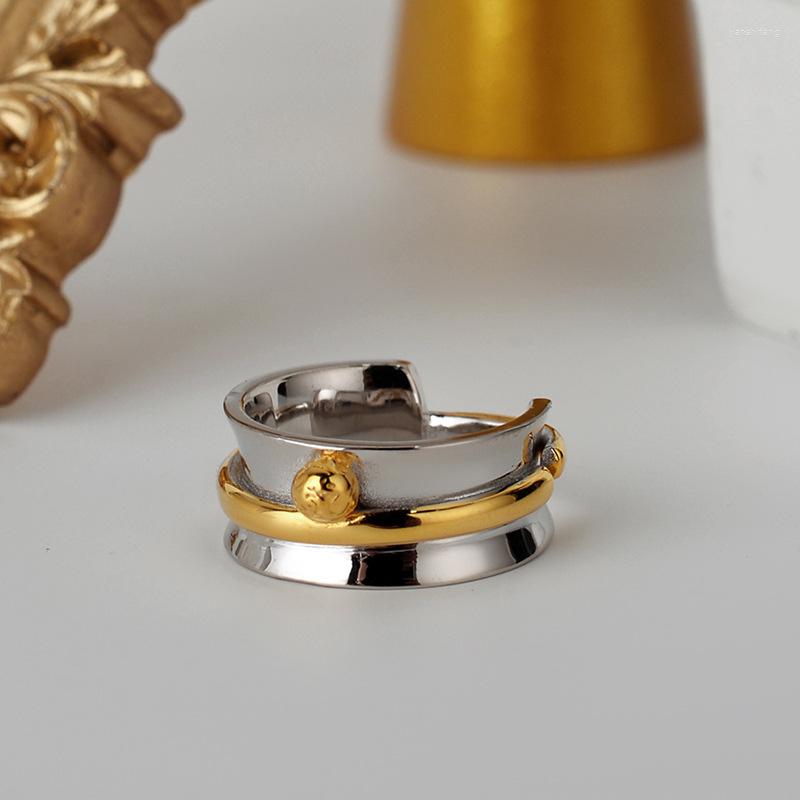 

Cluster Rings Korean Simple Non-Mainstream Design S925 Sterling Silver Winding Strap Ring Female Ins Open Color Separation Index Finger